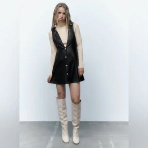 Zara faux leather pinafore dress